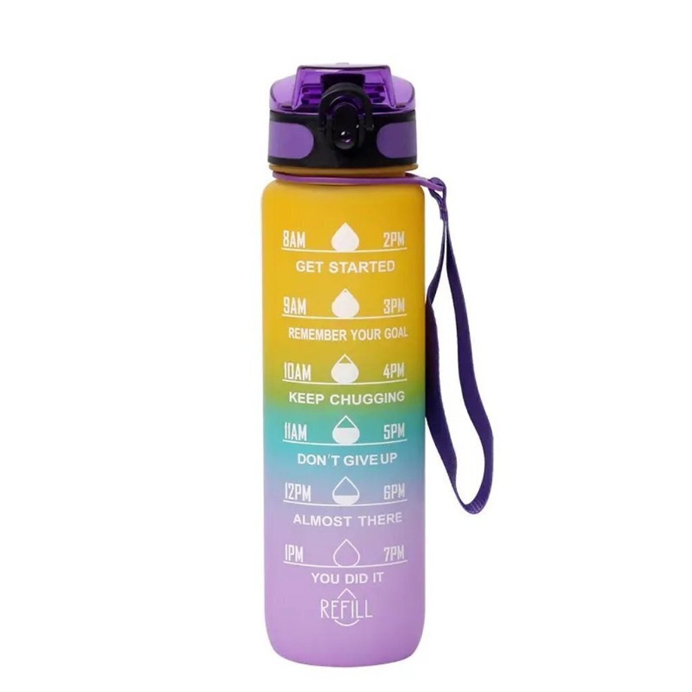 32oz Motivational Water Bottle Leak Proof BPA-FREE Yellow,purple,‎ blue